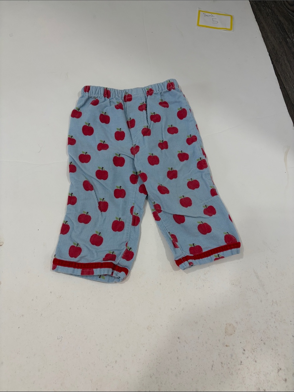 Kids Light Blue Apple-Print Pants